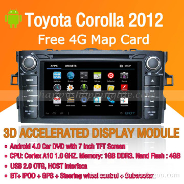Android Car DVD Player GPS Navigation Wifi 3G for Toyota Corolla 2012 Bluetooth Touch Screen